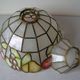 Old large mother-of-pearl brass lampshade stained glass style fruit decor 31 cm