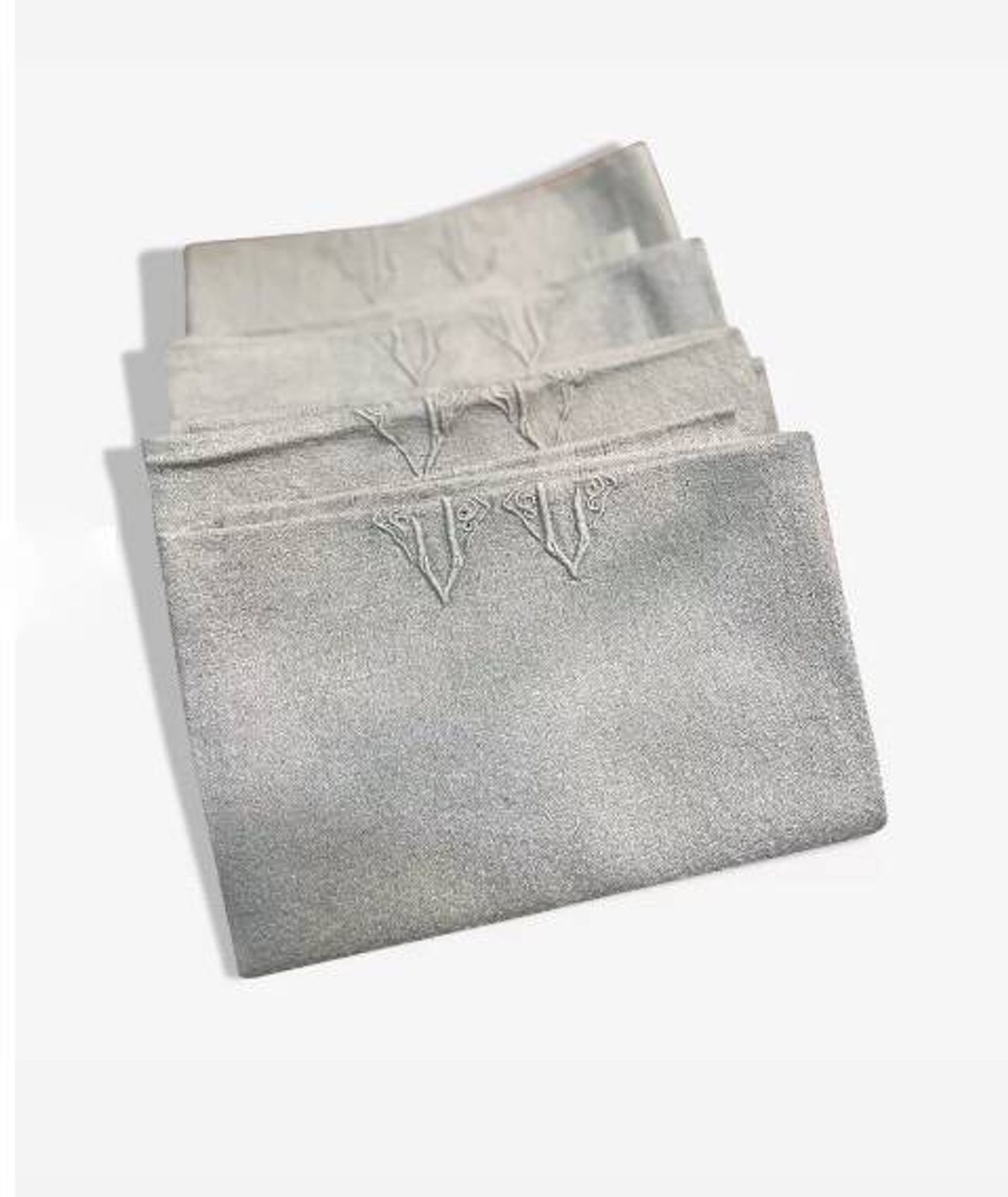 Lot de 4 serviettes anciennes grises monogrammes