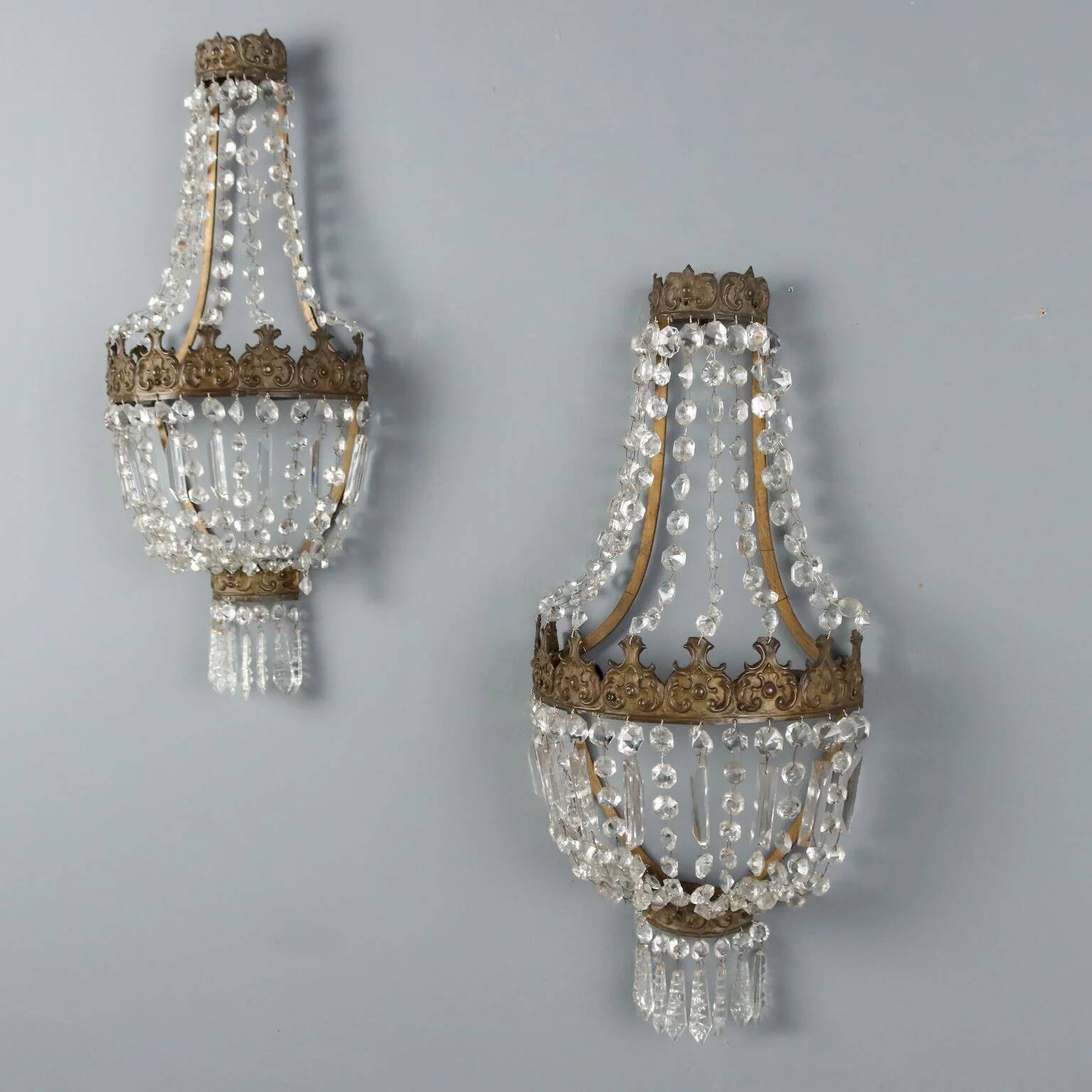 Antique metal wall sconces, Italy, 19th century