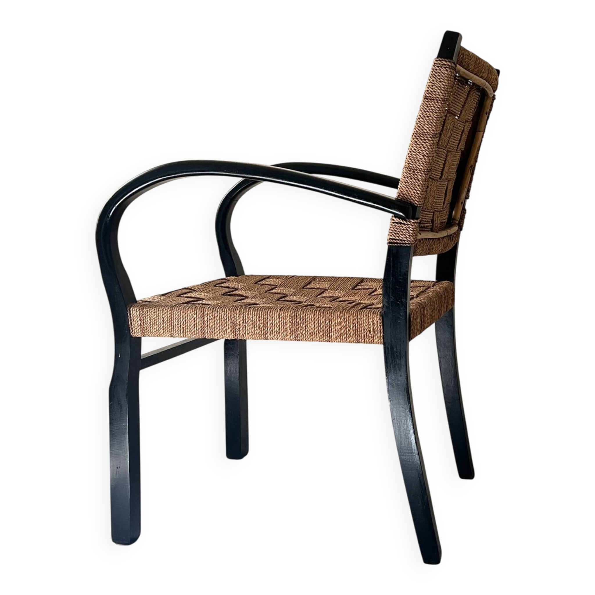 Scandinavian armchair in wood and rope by Axel Larsson, 1950