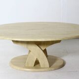 Vintage oval travertine coffee table from the 70s
