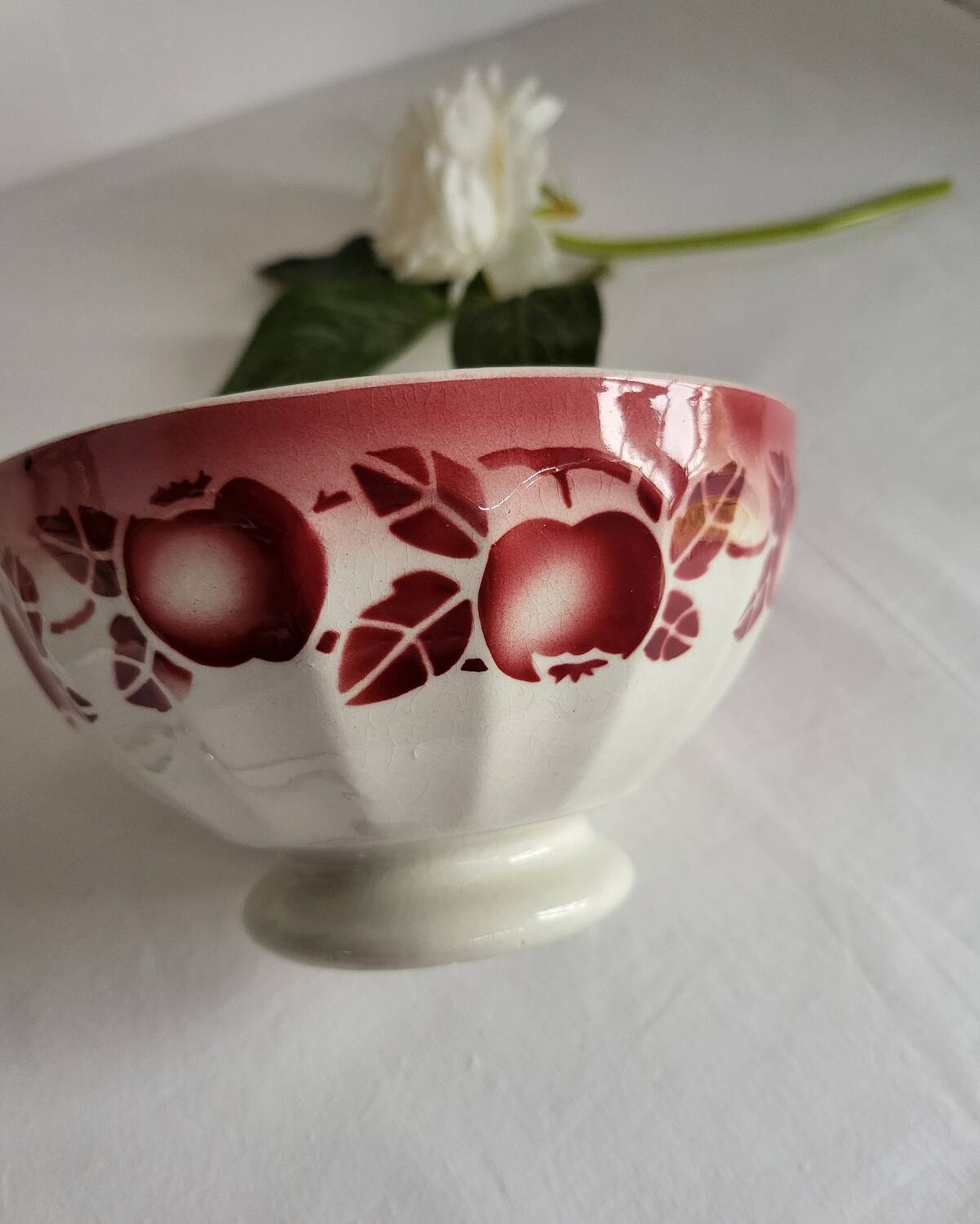 Antique faceted earthenware bowl, Digoin Badonviller