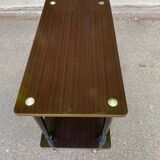 Double-tray rosewood serving trolley on gilded casters