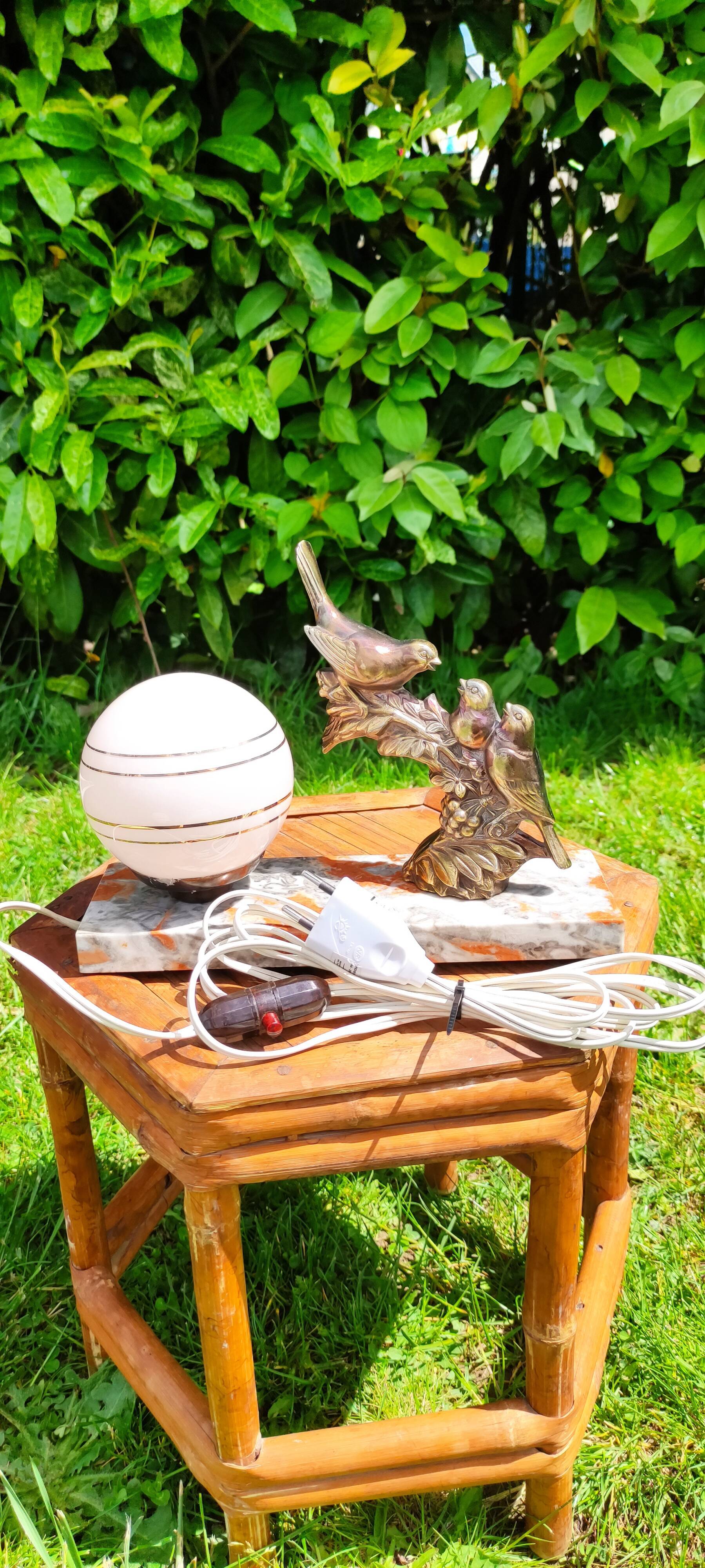 Globe and marble art deco lamp