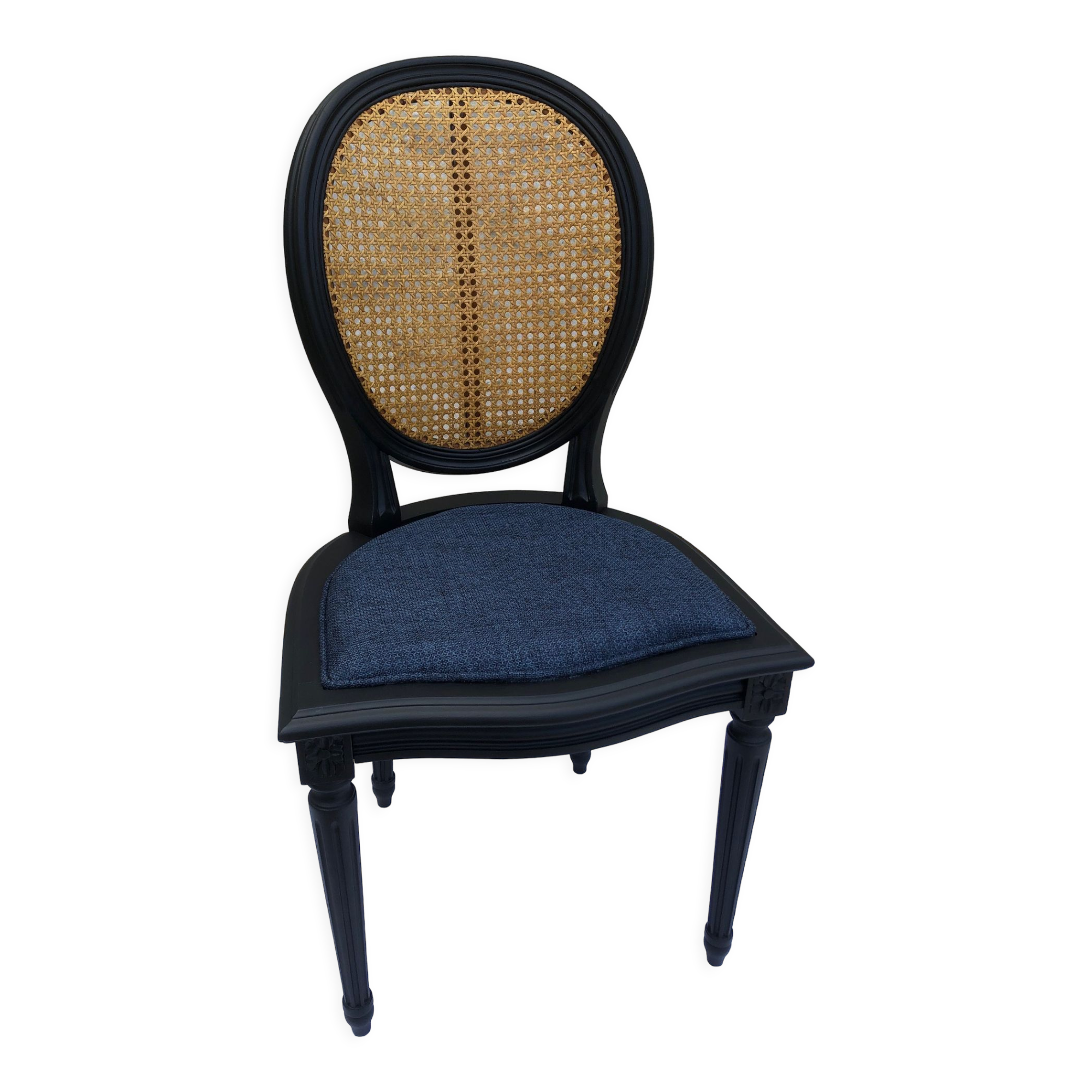 Chair wood medallion canned back