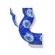 Old Asian teapot in toroidal shape in blue porcelain with floral decoration 20th century