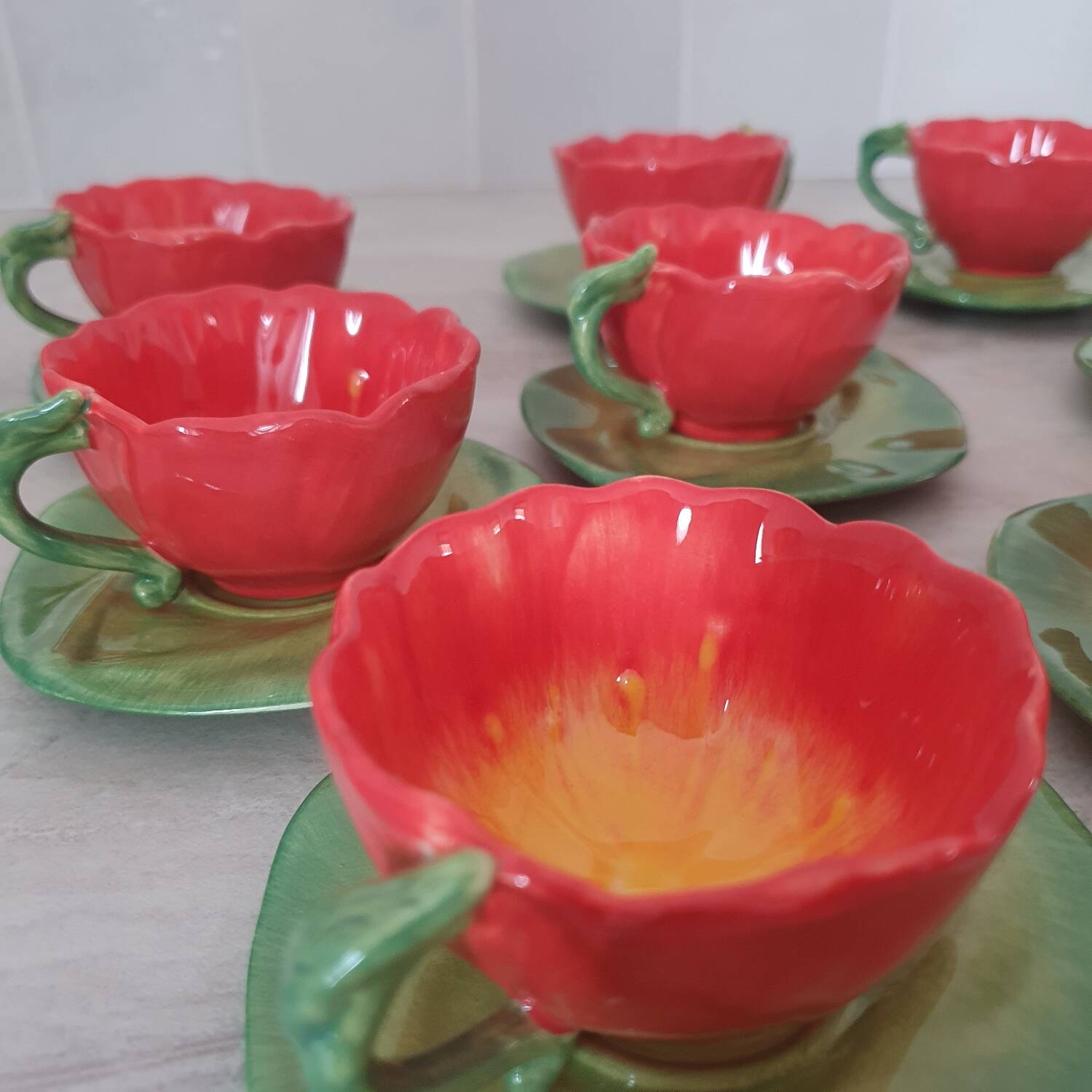 Barbotine flower coffee and tea service