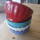 4 colorful faceted bowls