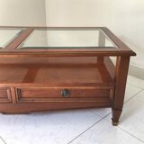 Coffee table with cherry drawers and beveled glass
