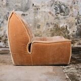 Paire de chauffeuses en velours pêche par Beka, France, 1970s