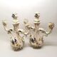 Pair of 2 candlesticks Capodimonte Italy style moustier