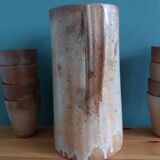Cider or orangeade service, pitcher and glasses in stoneware from the 70s