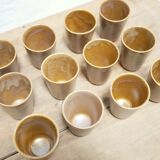 Series of 4 vintage stoneware glasses by the manufacture of Digoin, France