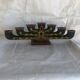 Scandinavian handcrafted painted wooden candlestick