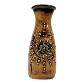 Vase en céramique allemande West Germany ocre dessins soleil ronds vintage 1960  Carstens Tönnieshof