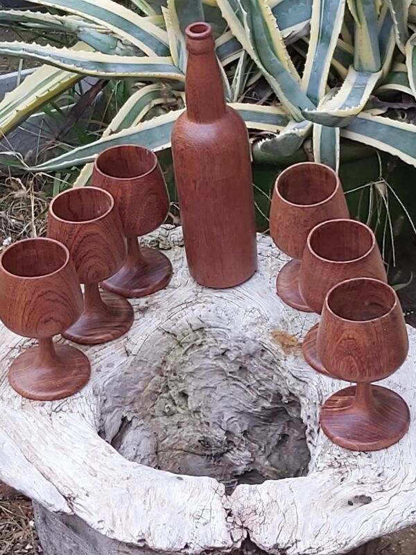 Service bouteille et verre teck scandinave