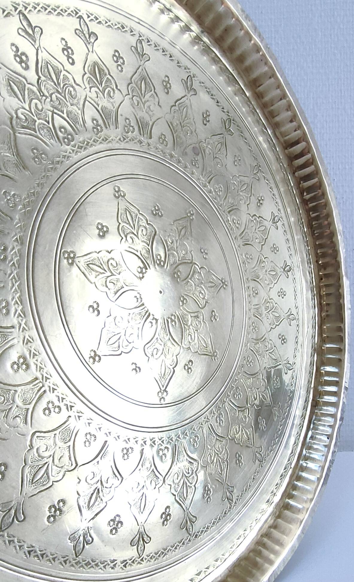 Moroccan brass tray from the 40s, diameter 41 cm
