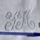 Drap 1 place brodé YM ruban noué bleu