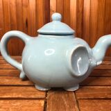 Ancienne théière forme éléphant céramique bleu ciel vintage #a472b