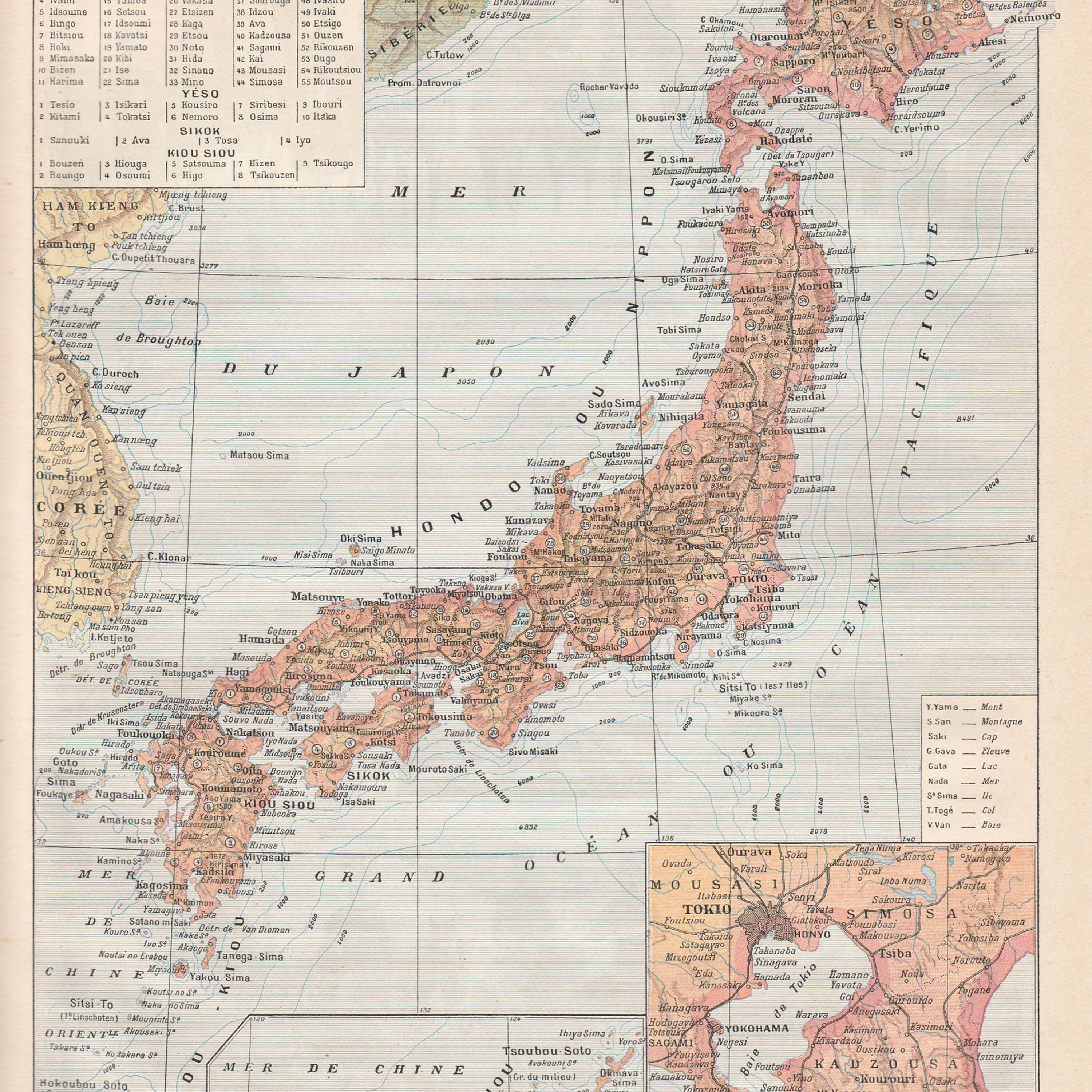 Old map of Japan 1897