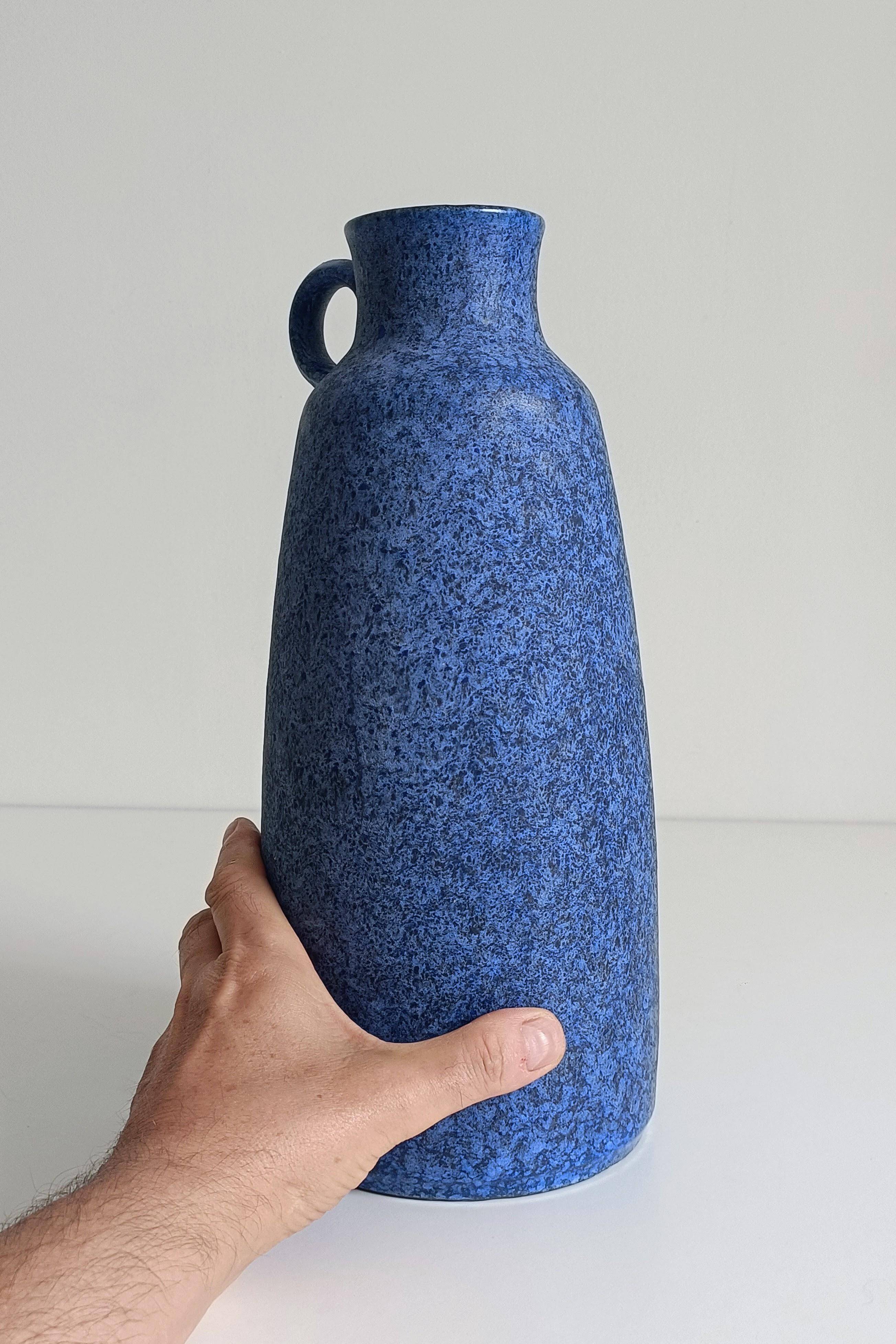 Mid-Century Ceramic Jug Vase by Ceramano, Blue Glaze, West Germany