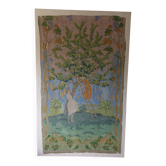 Large painting on canvas from the 20th century mounted on a frame - rural scene.