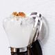 Pair of opal glass and solid wood wall lamps
