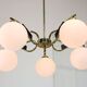 Mid-Century Modern Italian Brass and Opaline Chandelier, 1960