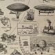 Lithograph on hot air balloons (aerostation) from 1897