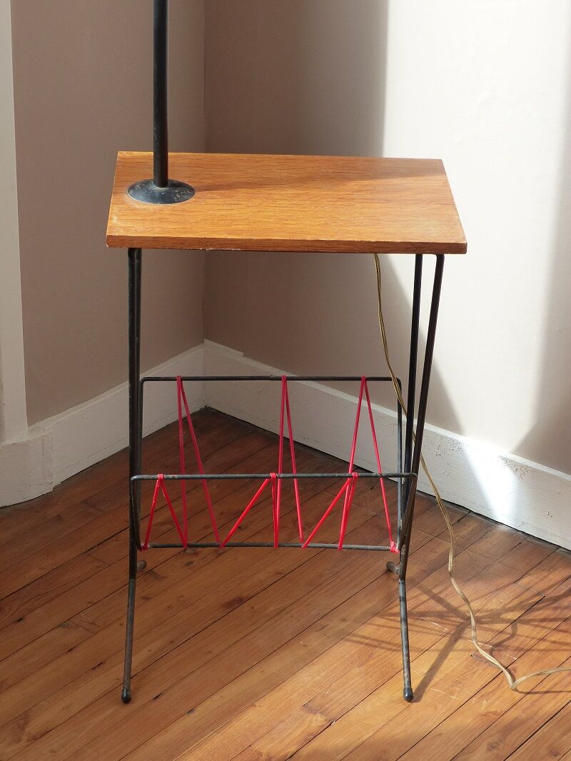 Floor lamp , scoubidou, and black painted metal