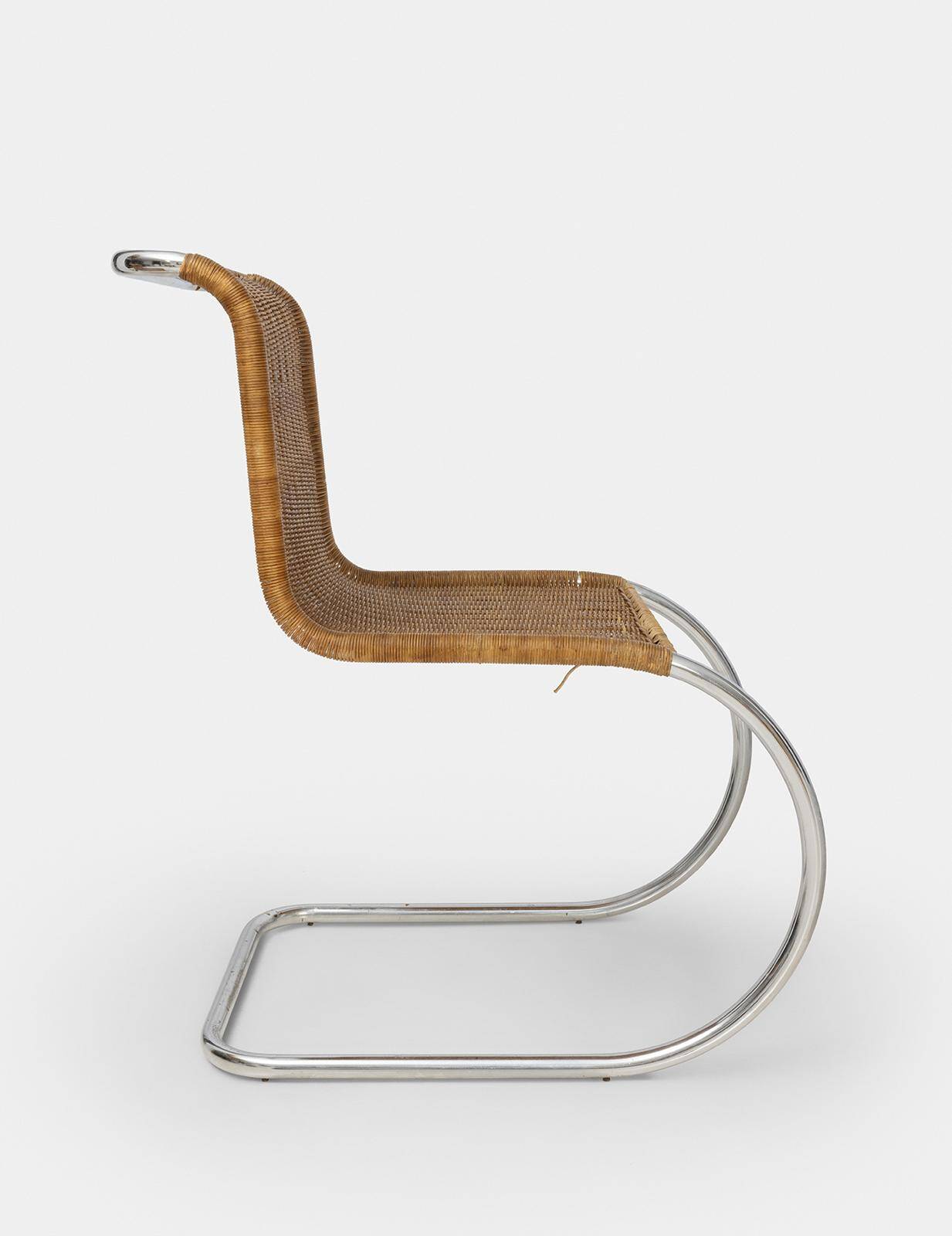Mr10 chair set in rattan by Ludwig Mies van der Rohe
