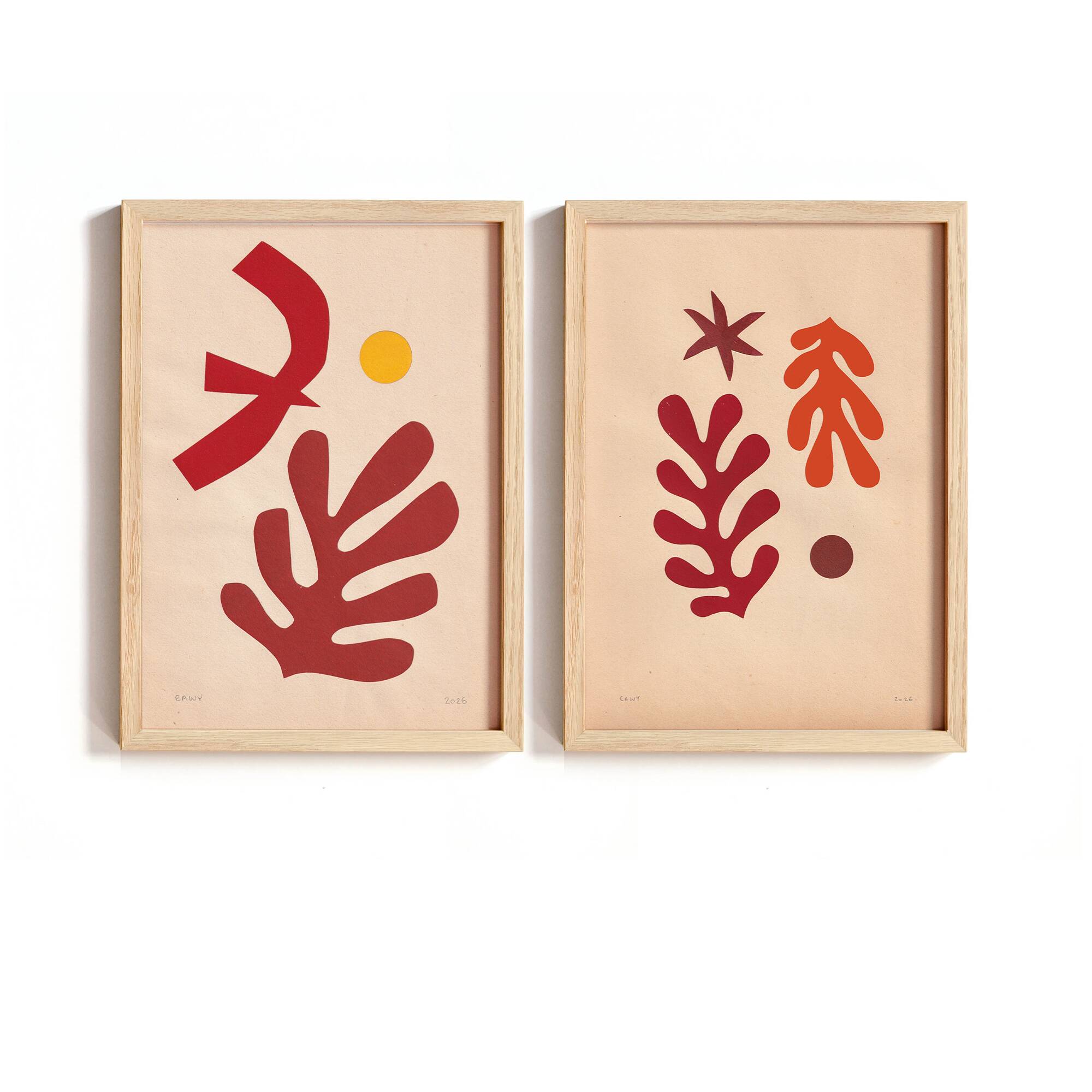 A duo of contemporary collages inspired by Matisse signed eawy.