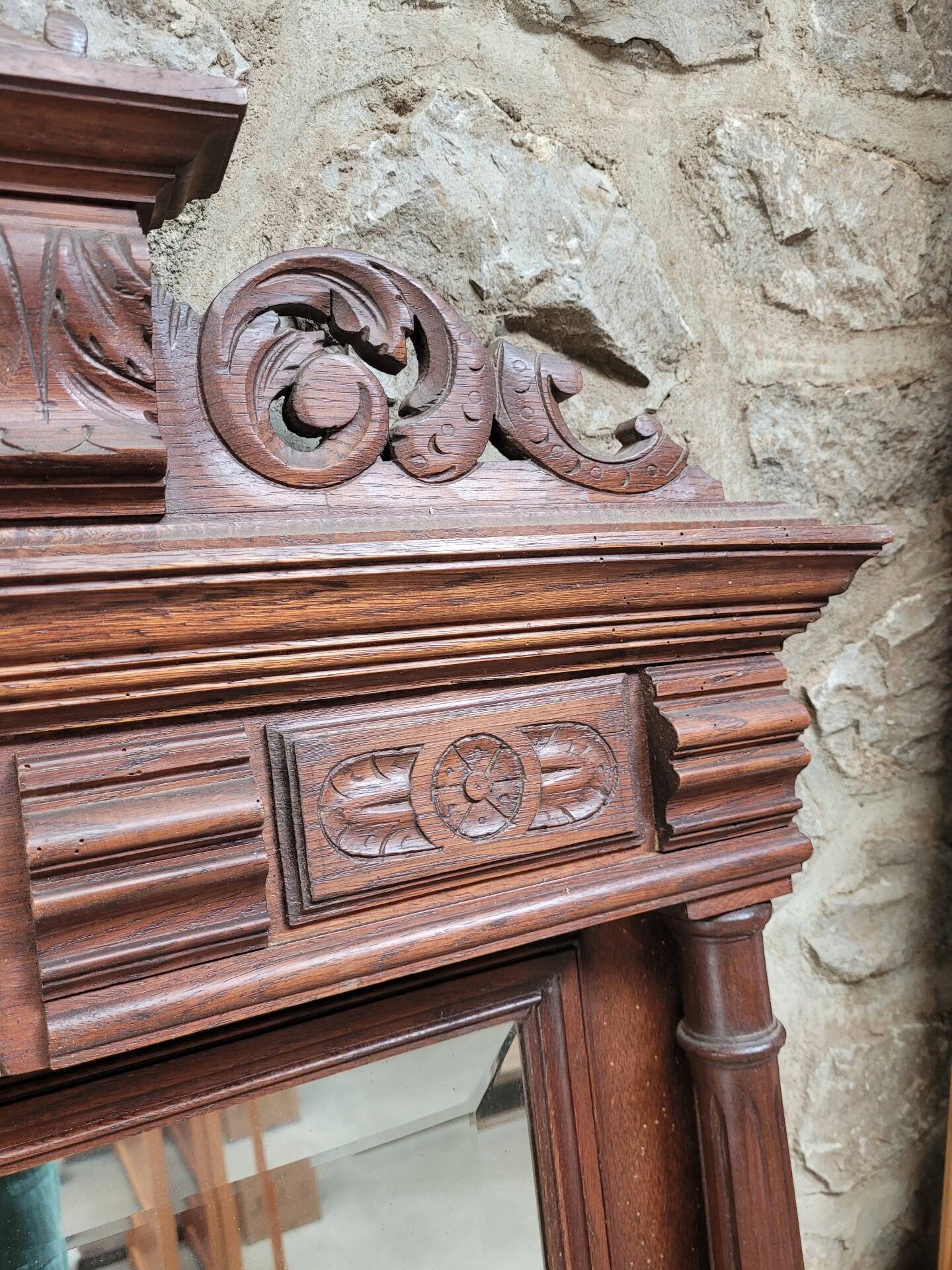 Large bevelled trumeau mirror