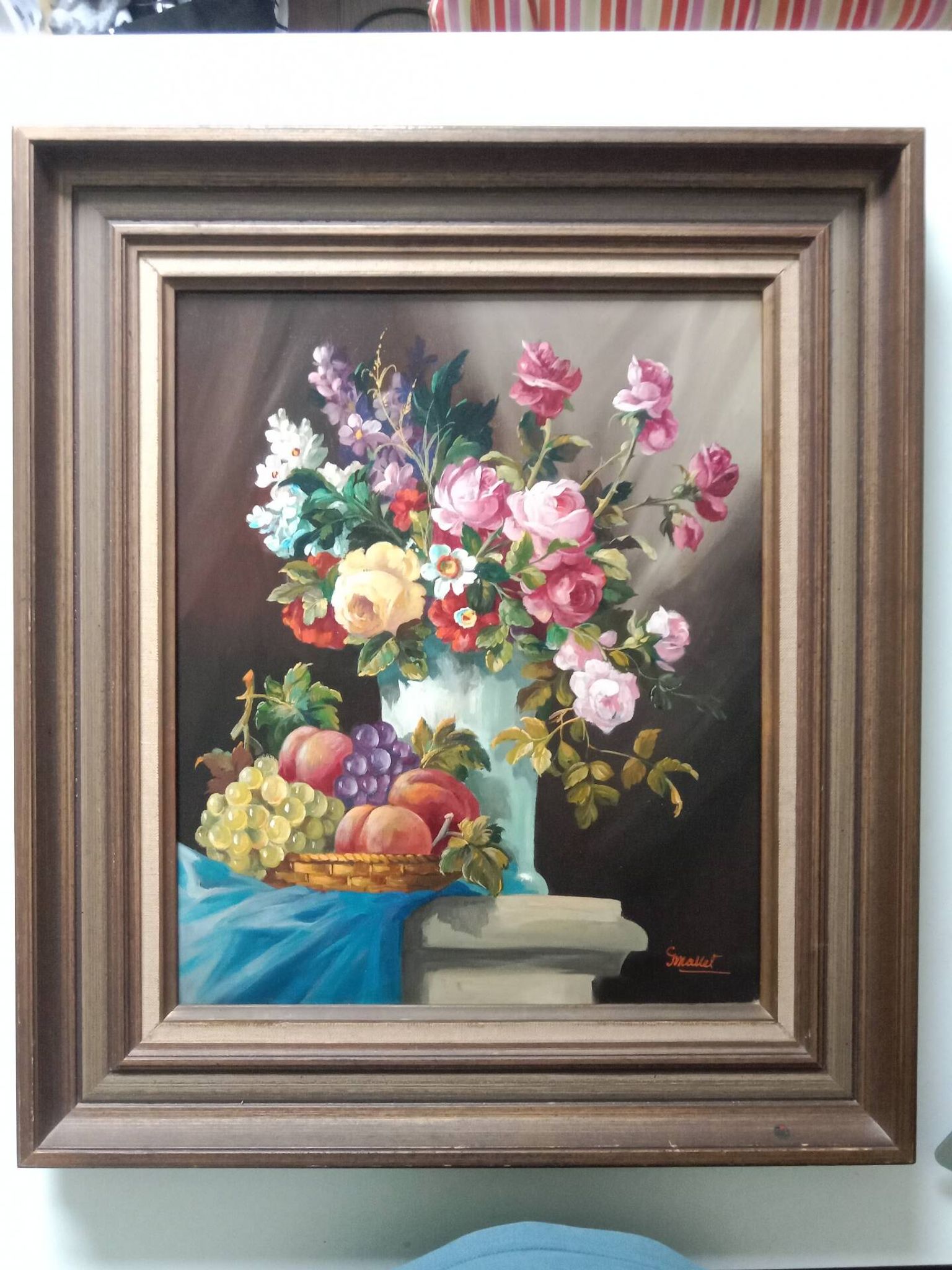 Still Life with Flowers and Fruits signed by Georges Mallet