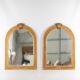 Pair of rattan and copper mirrors