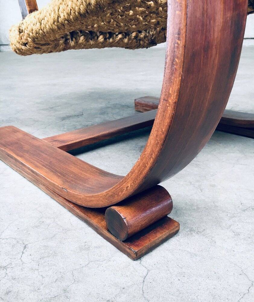 Rope Lounge Chair by Adrien Audoux & Frida Minet for Vibo Vesoul, France, 1940s