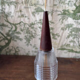 Vintage Scandinavian teak and holophane glass pendant light. 50s/60s