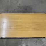 Set of 4 70s nesting coffee tables in metal and solid oak