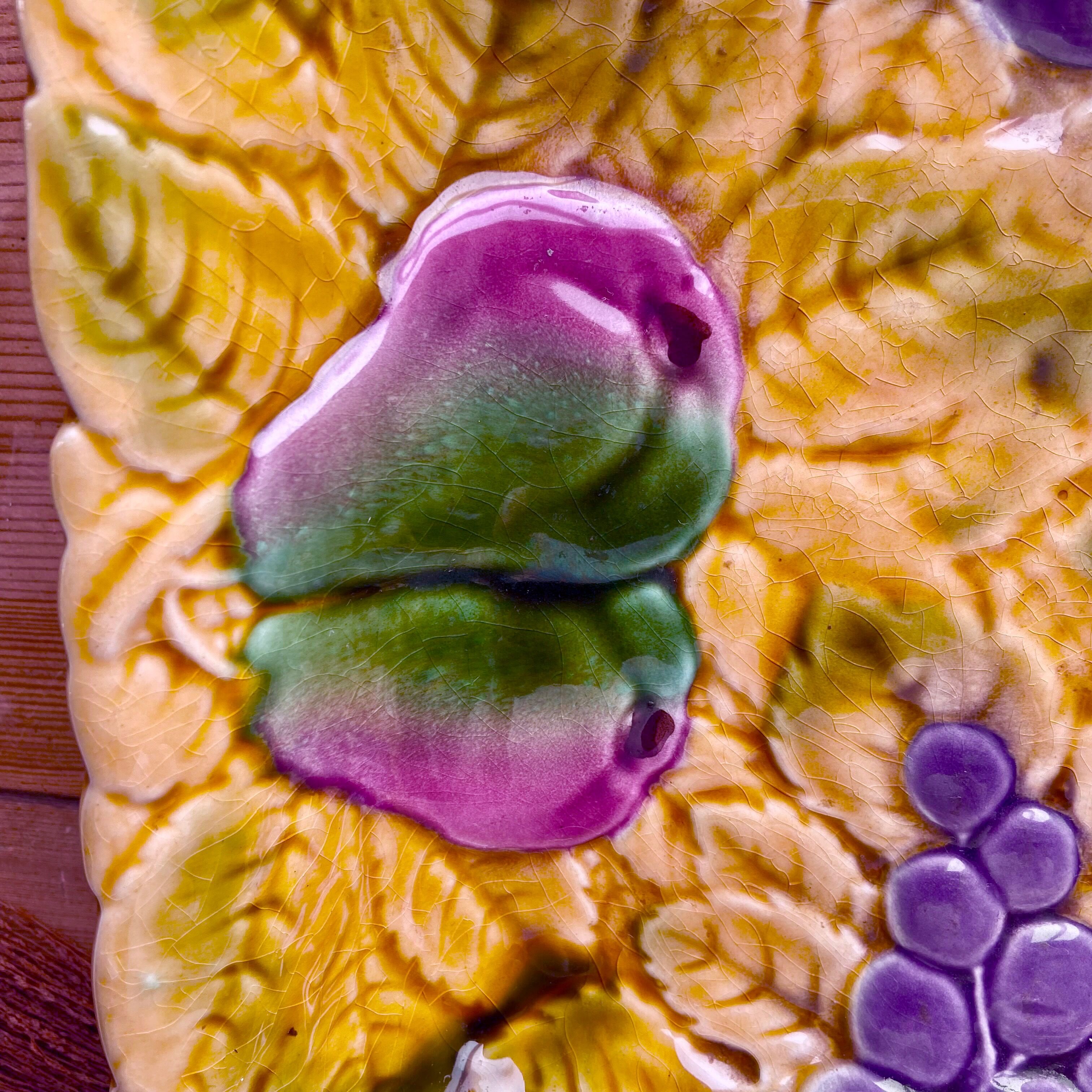 Sarreguemines earthenware dish-fruit decoration-60s