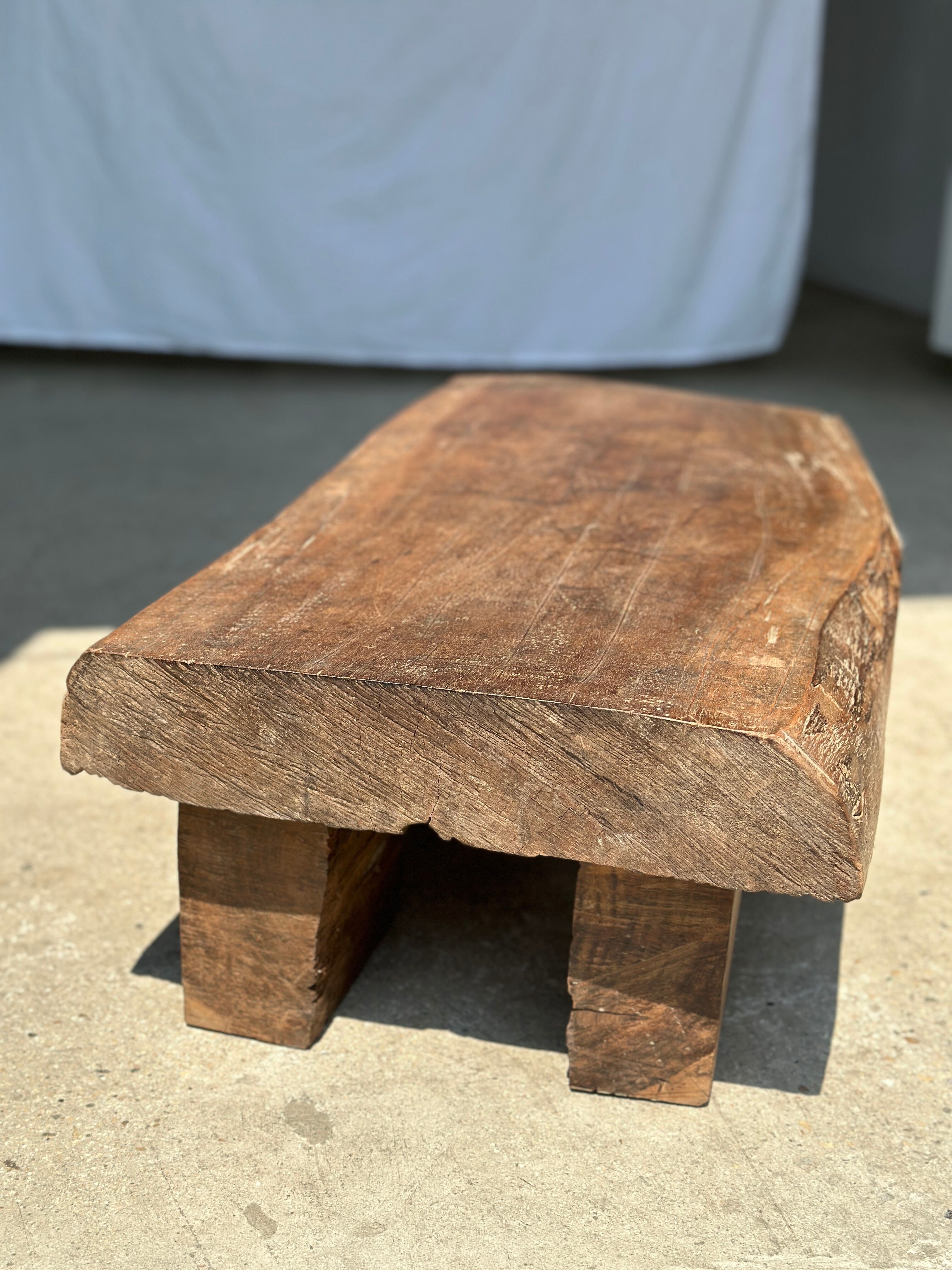 Asian solid wood quadripod brutalist coffee table H30 L81 l42