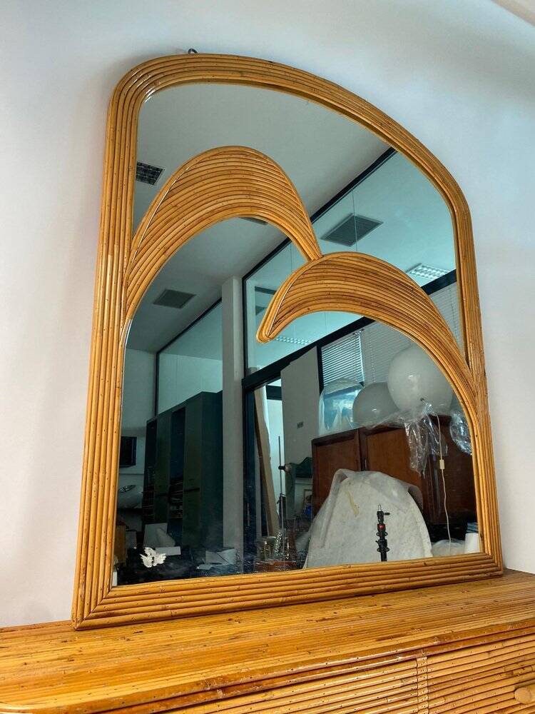 Rattan Dresser with Mirror from Vivai Del Sud, 1970