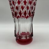 Val Saint-Lambert cut and red-lined crystal vase