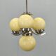 Art Deco Chrome and Opaline Glass Chandelier, 1930s