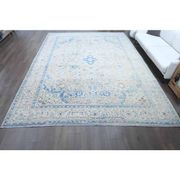 1970s Vintage Persian Handmade Wool Cotton Blue Area Rug 297x400