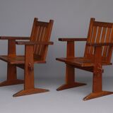 Set of four pine Scandinavian armchairs 1930