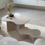 Cloud duo travertine coffee table