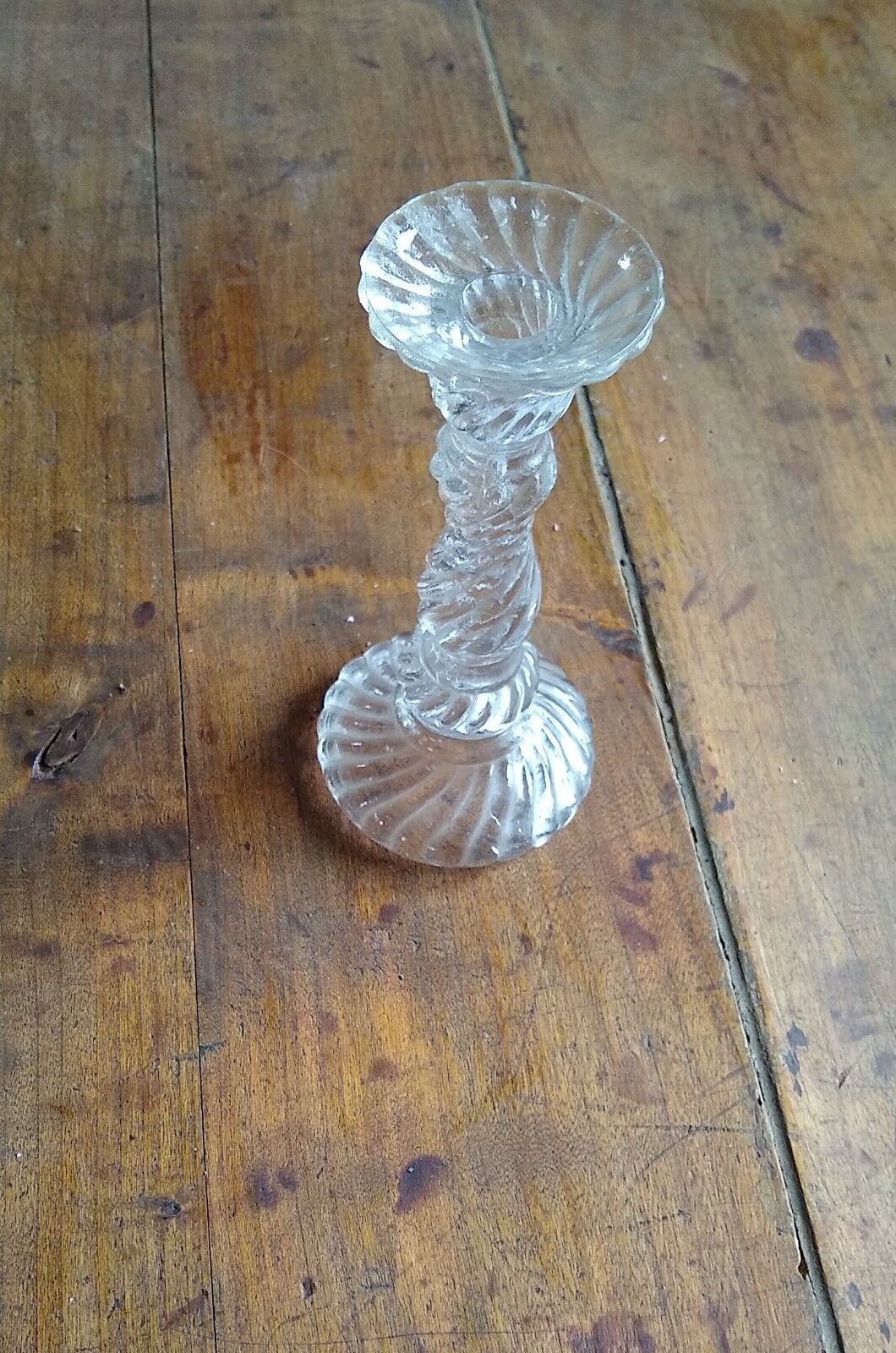 Turned glass candle holder
