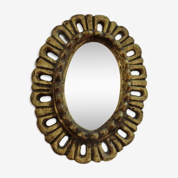 Miroir en bois doré avec incrustations années 20 30