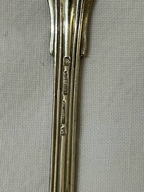 5 silver-plated oyster forks 1879