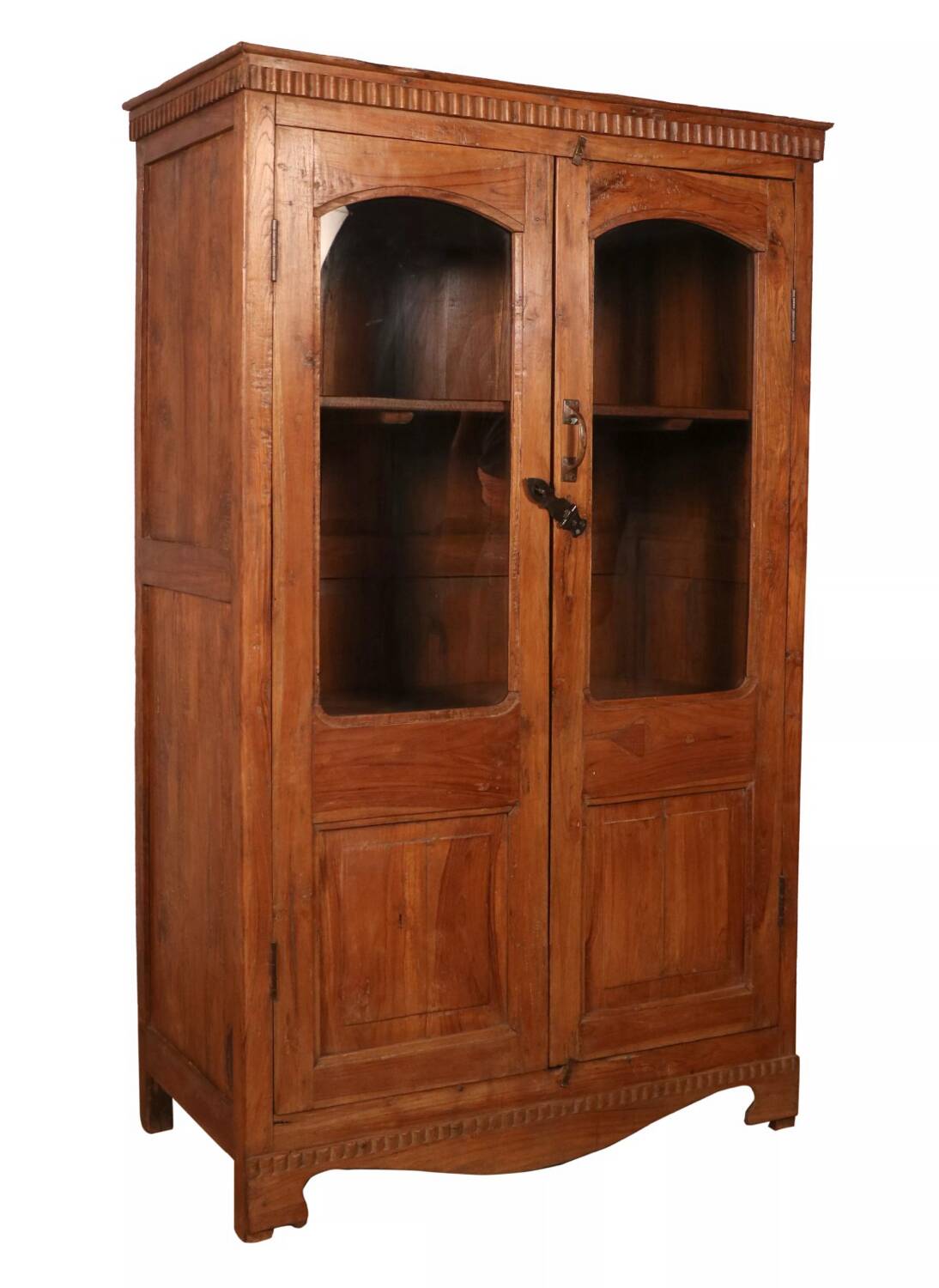 Antique Art Deco display cabinet in Burmese teak.